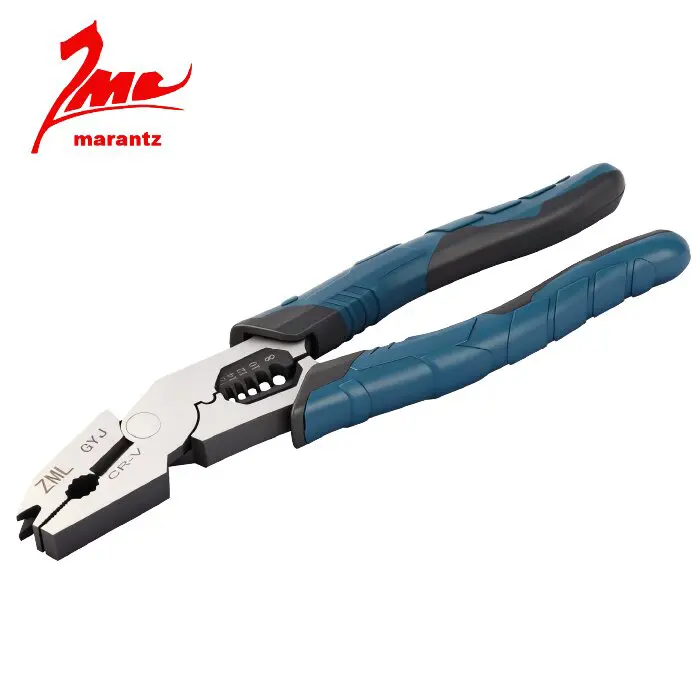 ZML 6-in-1 CR-V Steel Multi-Function Tool Kit - Hardware Pliers with Adjustable Cutting Depth, Sharp Blades, Clamping Wire Strippers, Wirecutters for Nails, Electrical Cables