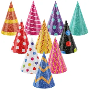 10-Piece Mini Birthday Hats for Pets & Stuffed Animals, Cute Cone Party Hats in Assorted Colors