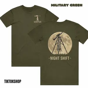 Night Shift Coyote Tee - Classic Fit Moon Sniper T-Shirt Predator Gear - Men's Short Sleeve Gift for Coyote Hunters 67 shirt
