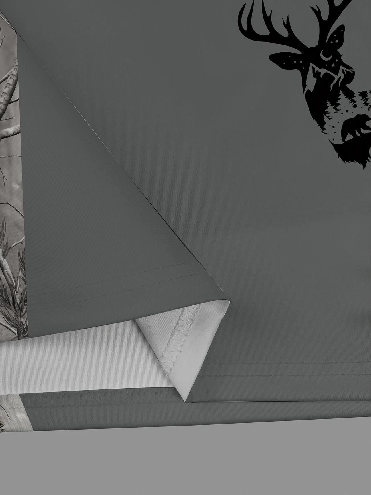 Men's Camouflage Quick Drying Shirt - Casual Outdoor Style, Deer Head Print, Short Sleeve, Button Neck, Summer Hunting and Hiking Clothing, Hiking Equipment Golf Polo Golf Apparel