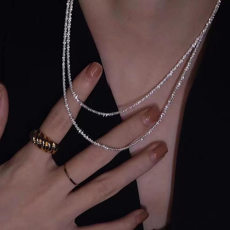 VENOCO 14K Gold Plated Dainty Layering Necklaces for Women 2pcs Luxury Sparkling ChainRhinestones Decor cute Necklace for Women