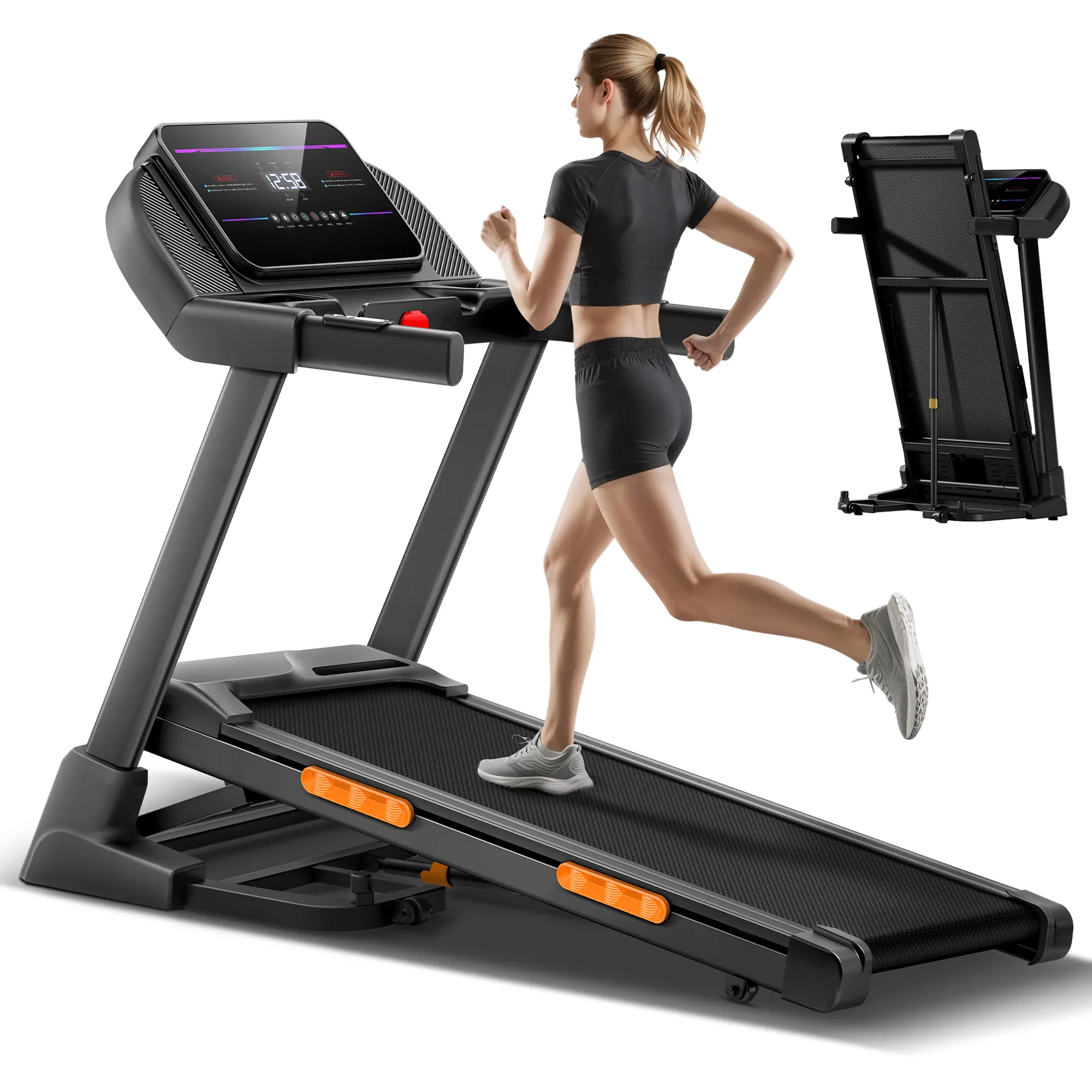 UMAY Fitness Treadmill with 20-Level 0%/20% Auto/Manual Incline, Treadmills for Home Folding with Pulse Sensors, 300-400LBS Capacity, 3.0-4.0HP Quiet Brushless, Max 8.7 MPH tiktokshopbacktoschool