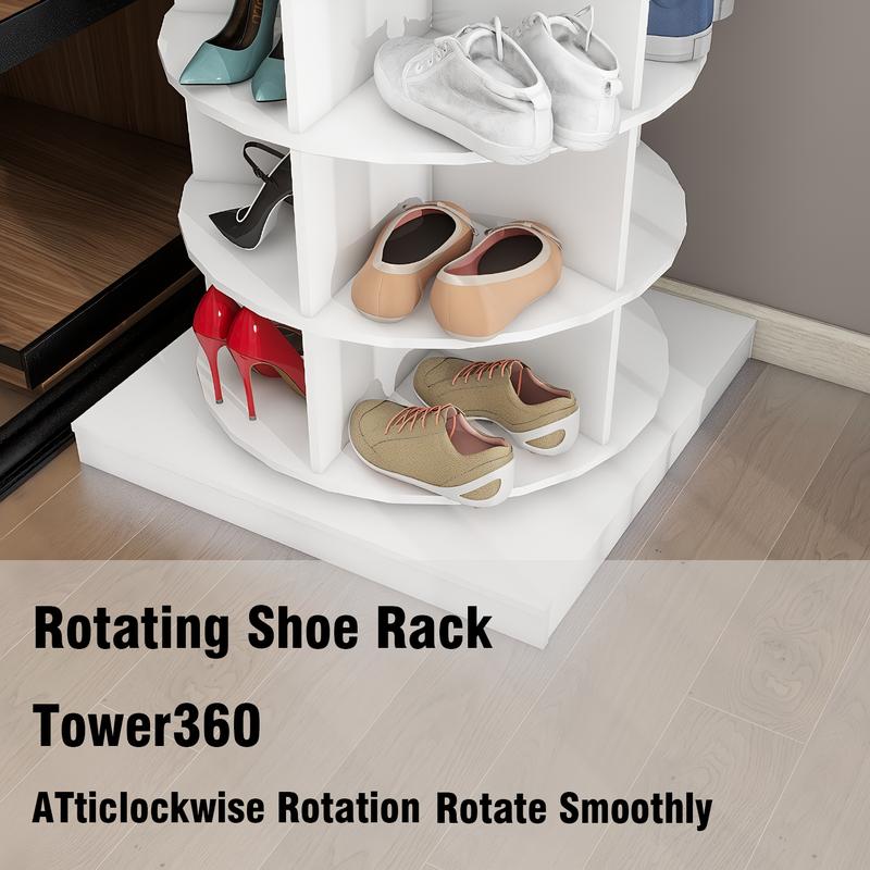 7 Tier Rotating Shoe Rack Tower Organiser, Spinning Shoe Display Lazy Susan, Revolving 360 Shoe Rack Storage Round Carousel, Vertical Handbag Rotate Shoes Closet Organization