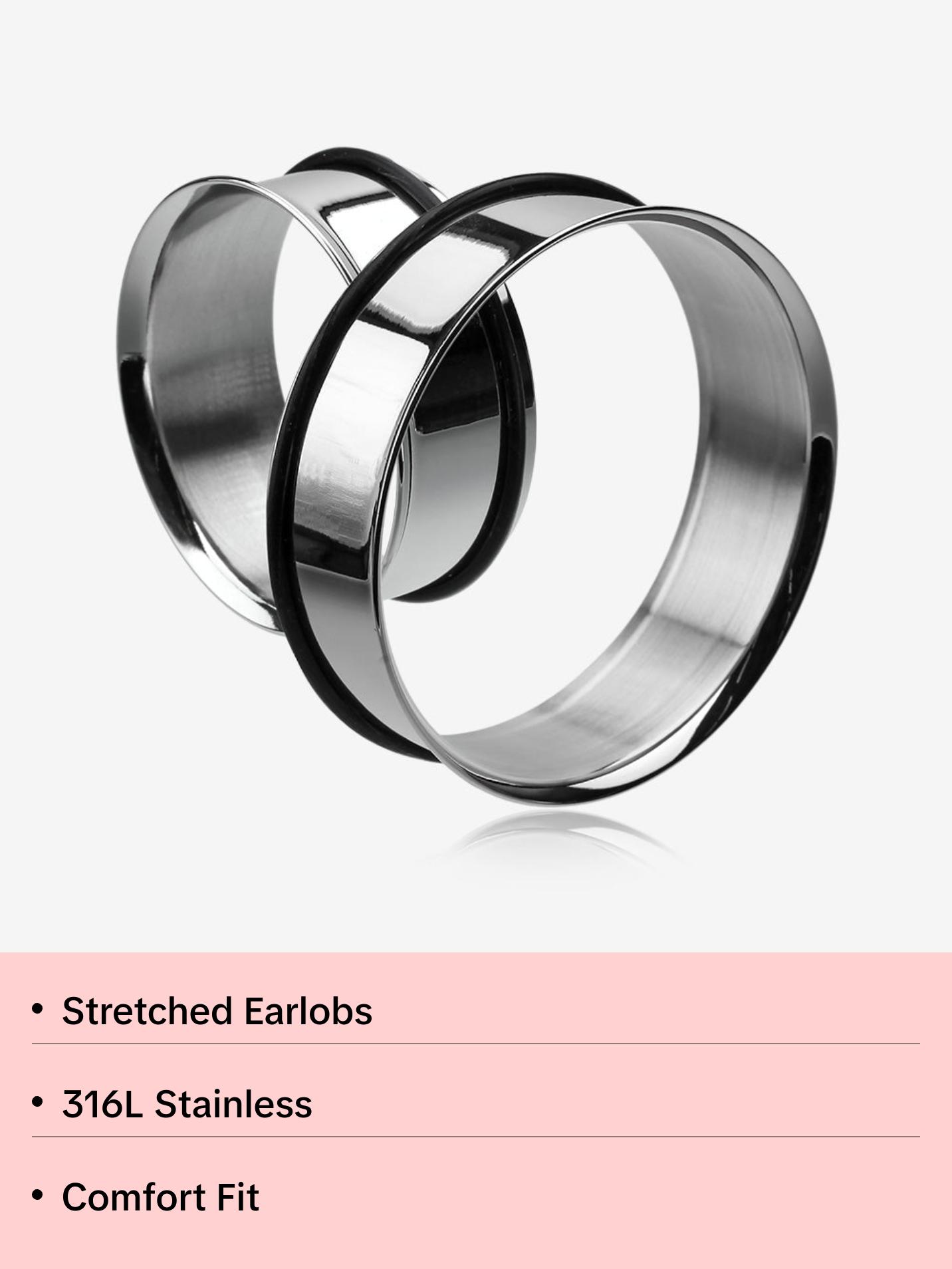 A Pair of Steel Basic Single Flared Ear Gauge Tunnel Plug