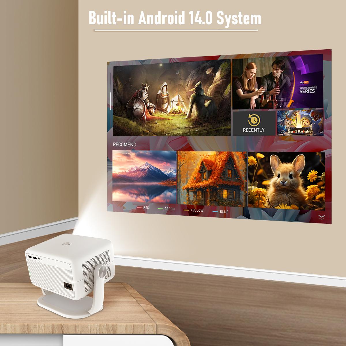 [US warehouse] Magcubic L018 Auto Focus Projector 650ANSI Google Assistant Android 14.0 8K Videosource Supported Native 1080P Wifi6 BT5.2 Built-in HiFi Speaker Allwinner H726 Fully Auto Keystone Correction Portable Movie Outdoor Airmouse Intelligent