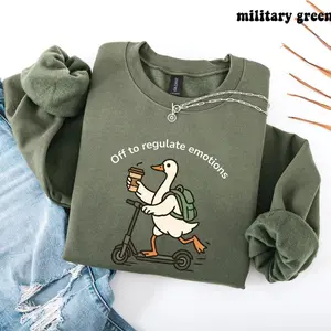 Off to Regulate Emotions Sweatshirt, Mental Health Pullover, Counselor Gift, SEL Therapist Crewneck, Funny Goose Teacher Sweater L