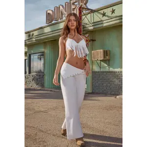 Button Foldover Low Rise Baggy Jeans