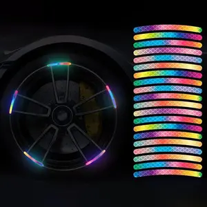 JOYTUTUS 20 Pcs Colorful Reflective Car Wheel Decals Night Safety Warning Stickers for Cars Motorcycles Bicycles Helmets PVC Material Outdoor Use