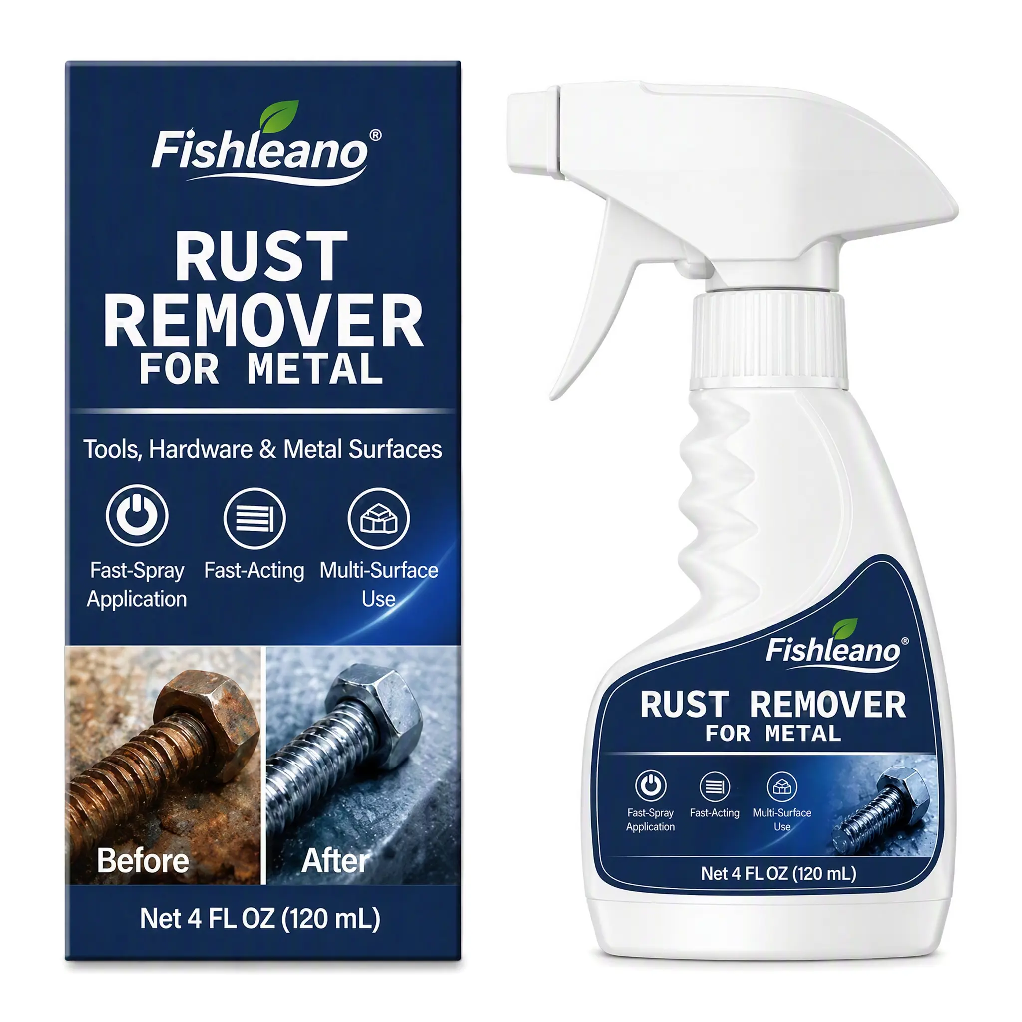 Multi-Surface Metal Rust Remover Spray, Fast-Acting Rust Dissolving Cleaner, No Heavy Scrubbing, Ideal for Tools & Gear, Restores Shine for Home Workshop Maintenance