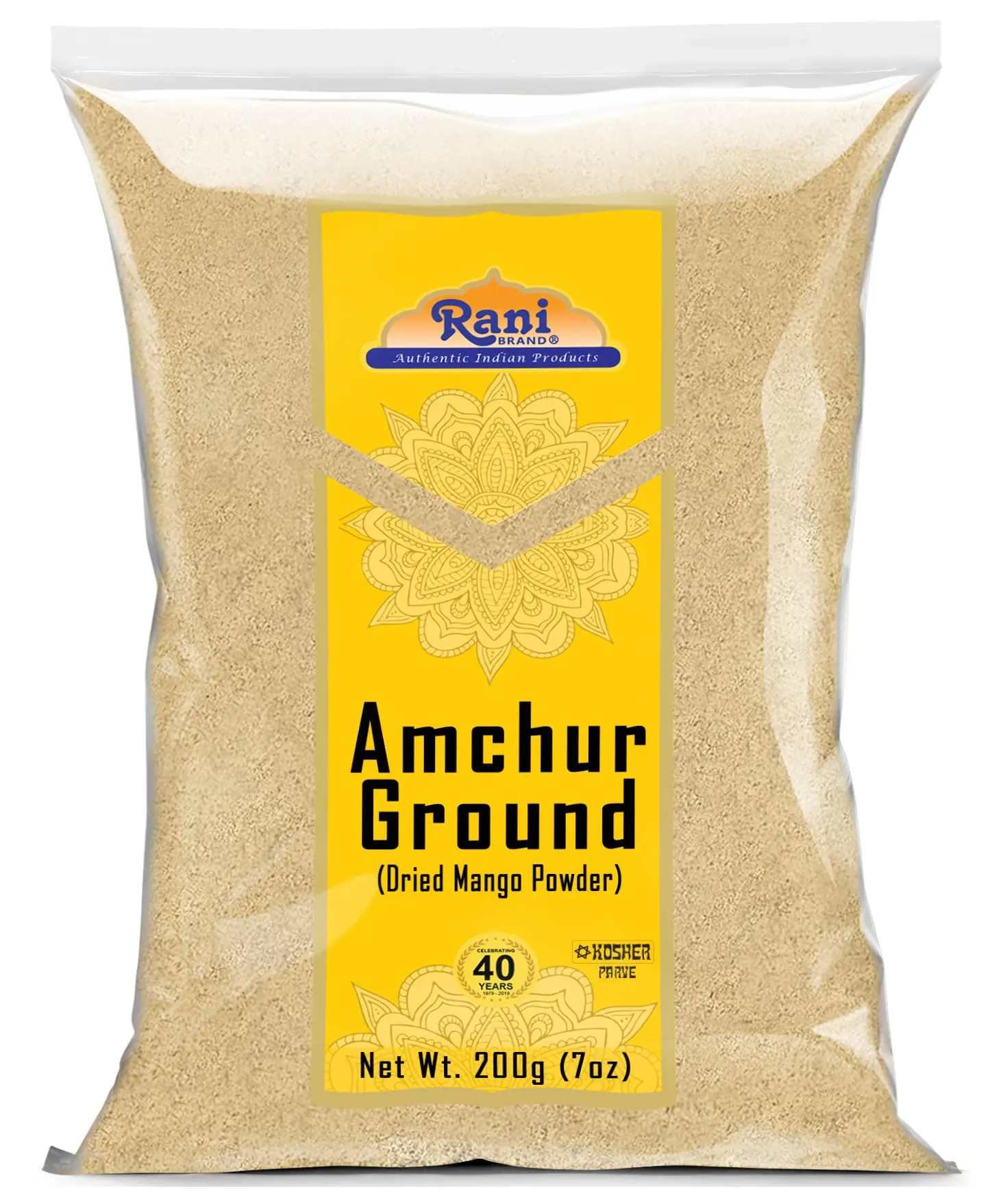 Rani Amchur (Mango) Ground Powder Spice 7oz (200g) ~ All Natural | Gluten Friendly | Vegan | NON-GMO | Kosher | No Salt or Fillers | Indian Origin