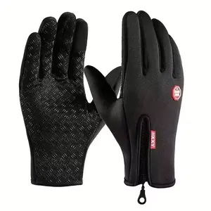 Touchscreen Winter Gloves, Windproof Tie-Dye Nylon with Thermal Fleece Lining, Water-Resistant with Zipper for Skiing & Hiking, Non-Elastic