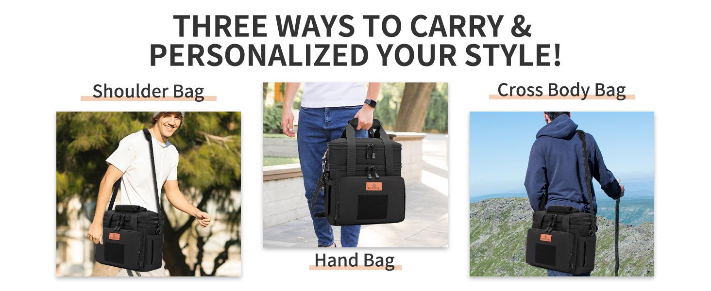 HSHRISH LB01. Large Expandable Insulated Lunch Bags for Men Durable Waterproof Leakproof Tactical Cooler Bag 24 Cans 16 L for Work Beach Picnic Trips