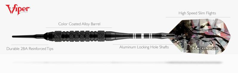 Viper Black Magic Soft Tip Darts 6 Knurled Rings 18 Grams