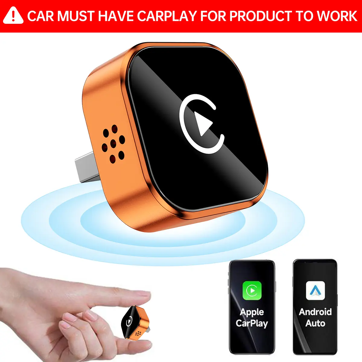 【Summervibes】YURNLV 2026 New Wireless CarPlay Adapter - Fast No-Delay Connection | For iPhone & Android, Hands-Free Calling Supported
