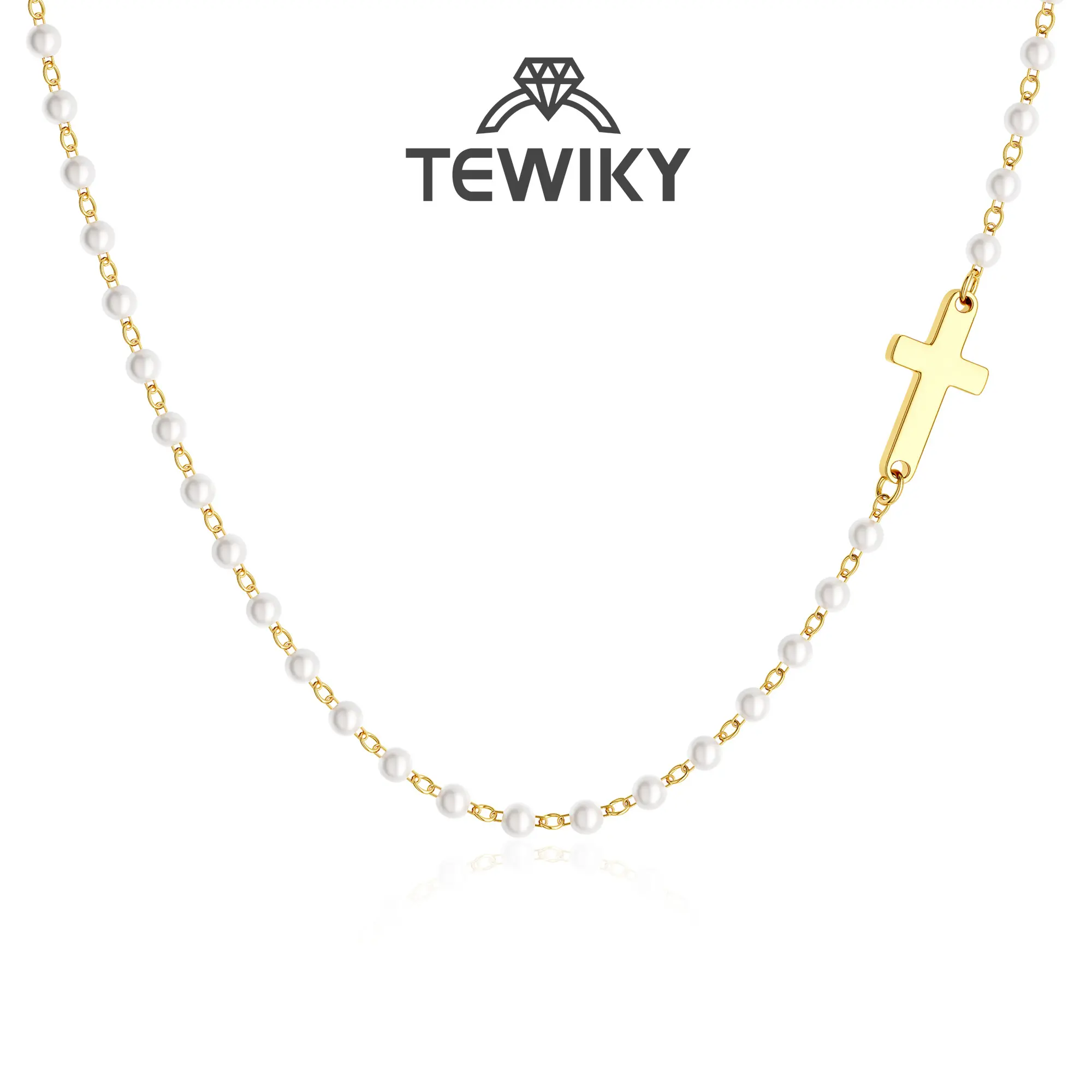 Tewiky Simple Cross Pendant Choker Necklace Dainty Tiny Cross for Women Girls Easter Gift All-match Exquisite Jewelry Adjustable Chain