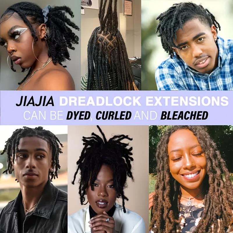 CCLG 0.6cm Width Quick-Install Handmade basic style Dreadlocks 100% natural Human Hair Dyeable Bleachable 4-12in add  length for Man Women Kids Braided Hair Extensions Glueless Reusable Bleach Dye Safe Afro-Kinky Texture