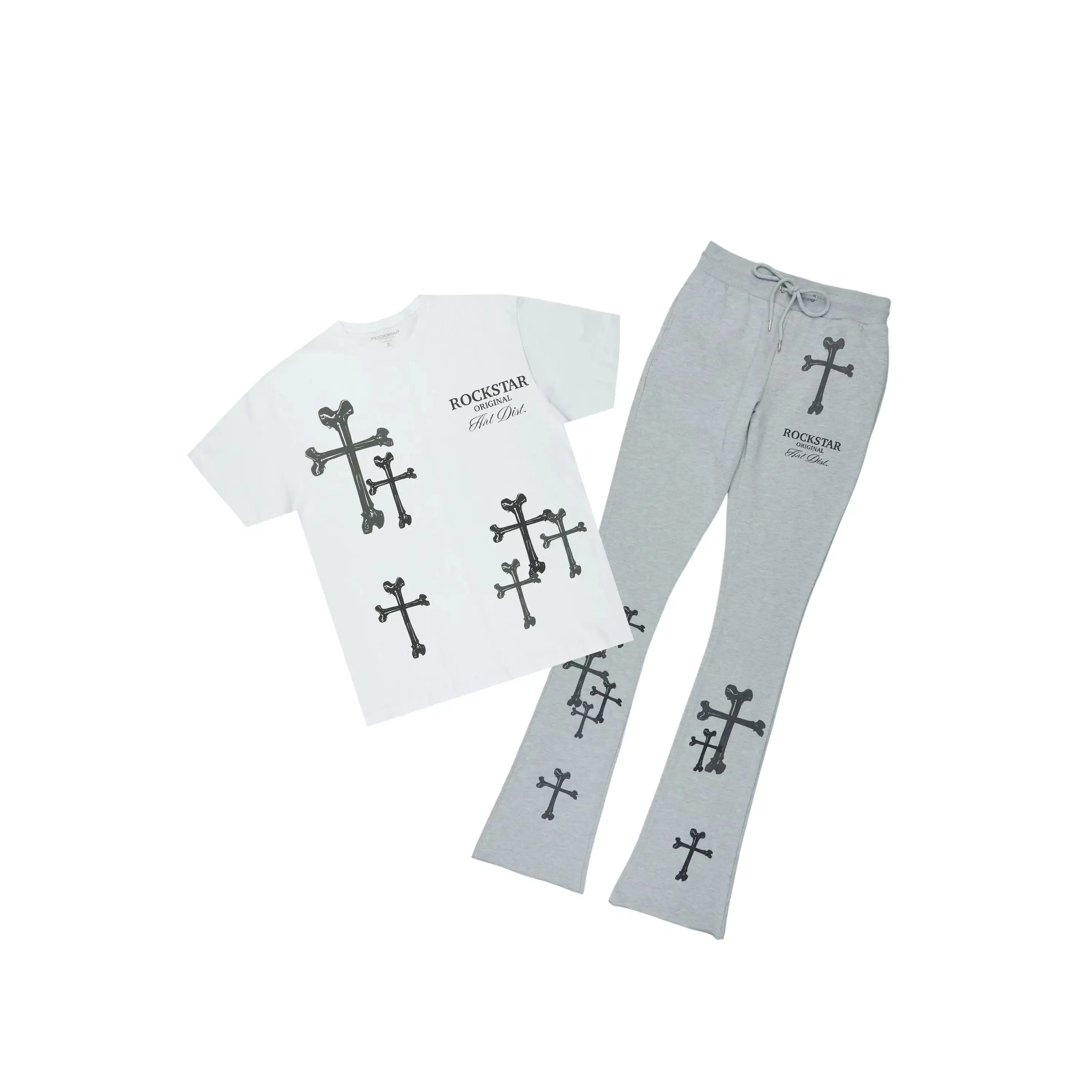 Olivier 2.0 Heather Grey T-Shirt/Stacked Flare Track Set