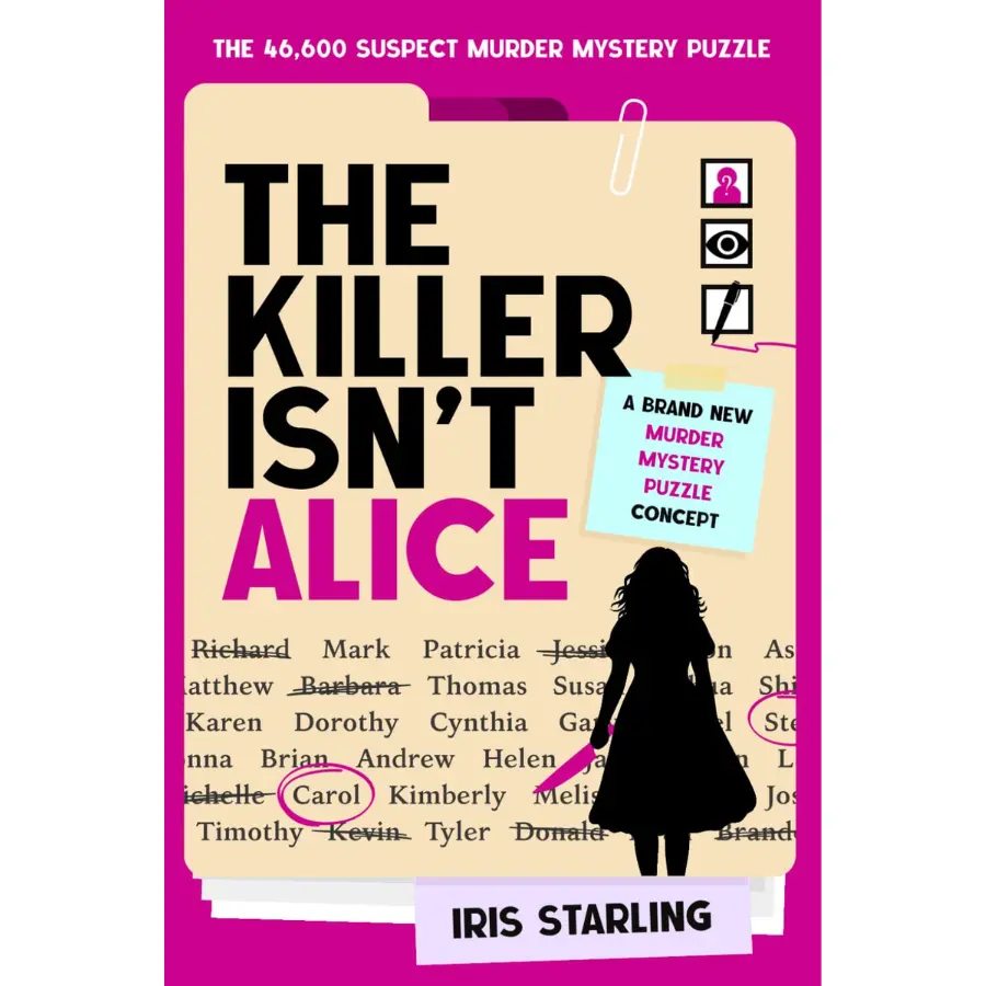 "The Killer Isn't Alice: Logic-Focused Murder Mystery Puzzle Book for Detective-Investigators - No Red Herrings, Thrilling Deduction, Clues, 18 Pieces of Evidence, 46,600 Suspects, 15-18 Years Audience, Independently Published, Paperback, 2/22/2026"