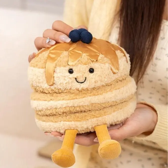Jellycat Amuseables Fran Pancakes Plush – Soft Pancake Stack Stuffed Toy with Maple Syrup and Blueberry Details, Cute Breakfast Food Gift for Collectors