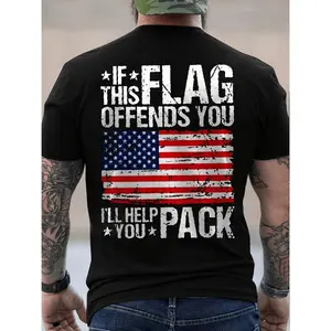 Vintage American Flag Graphic Tee - 100% Cotton Patriotic T-Shirt for Men & Women - Distressed USA Crewneck Short Sleeve Top for 4th of July