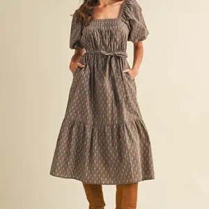 Brown Country Charm Midi Dress