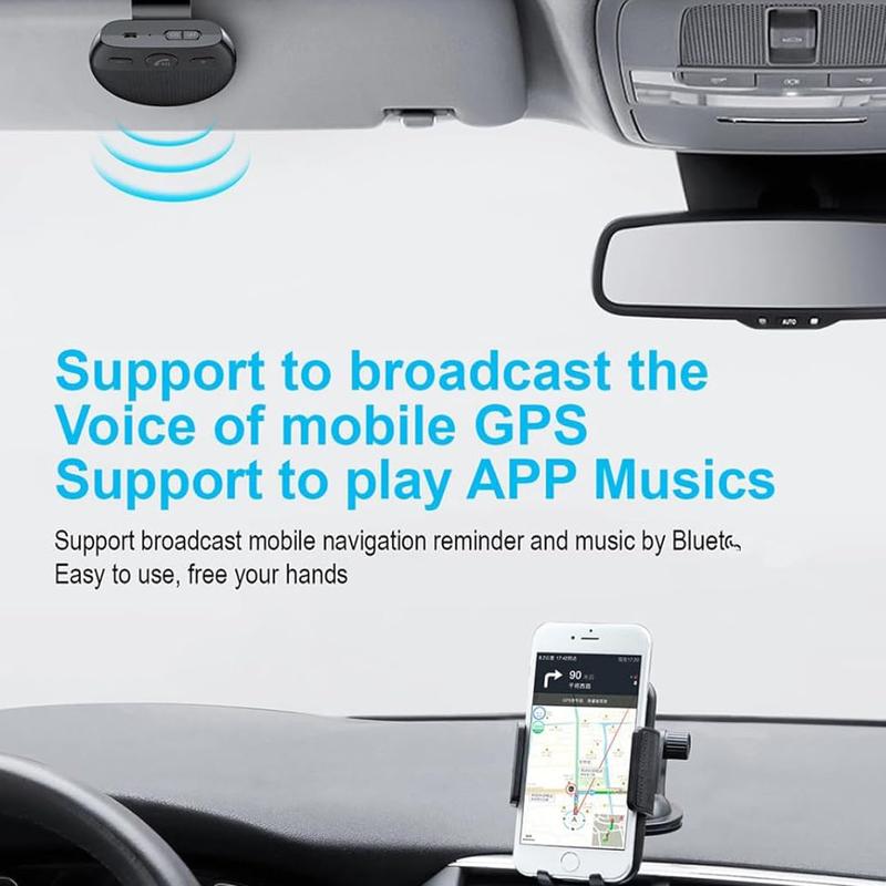 Hands Free Car Speakerphone Kit Bluetooth 5.0 Wireless Vehicle BT Handsfree Hands-Free Microphone Sun Visor Music Player with Mic