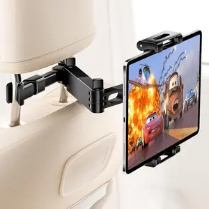 Car Headrest Phone Tablet Holder, 360° Rotating Extension Arm, Fits iPad iPhone 4.7-11 Inch, Universal Travel Must-Have for Kids, Universal Smartphone Holder, Car Phone Mount, Car Cellphone Mount