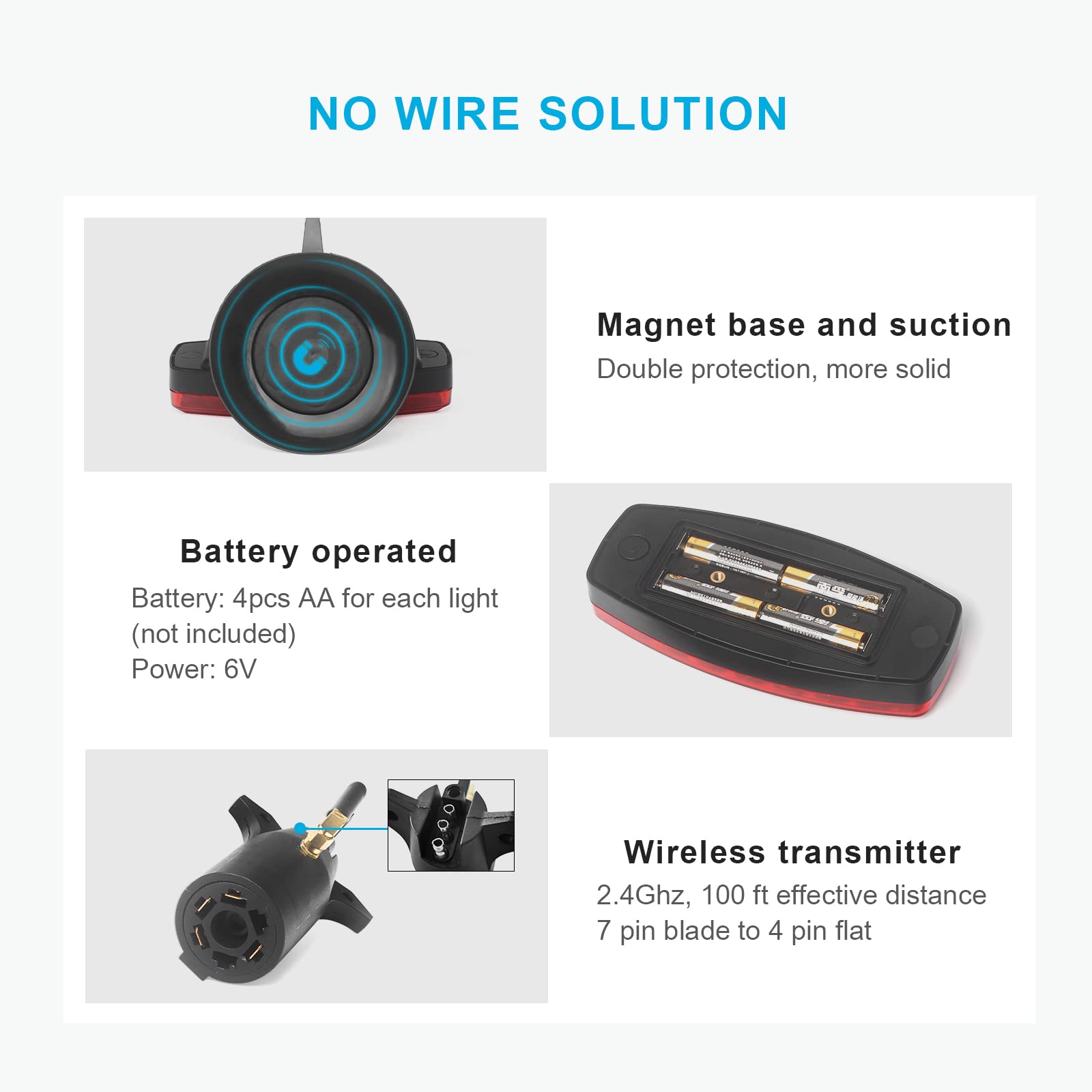 AgriEyes T033/T28/T212/T30B Wireless Trailer Lights kit, Rechargeable Magnetic Portable LED Tow Lights Kit for Trucks Car Accessories