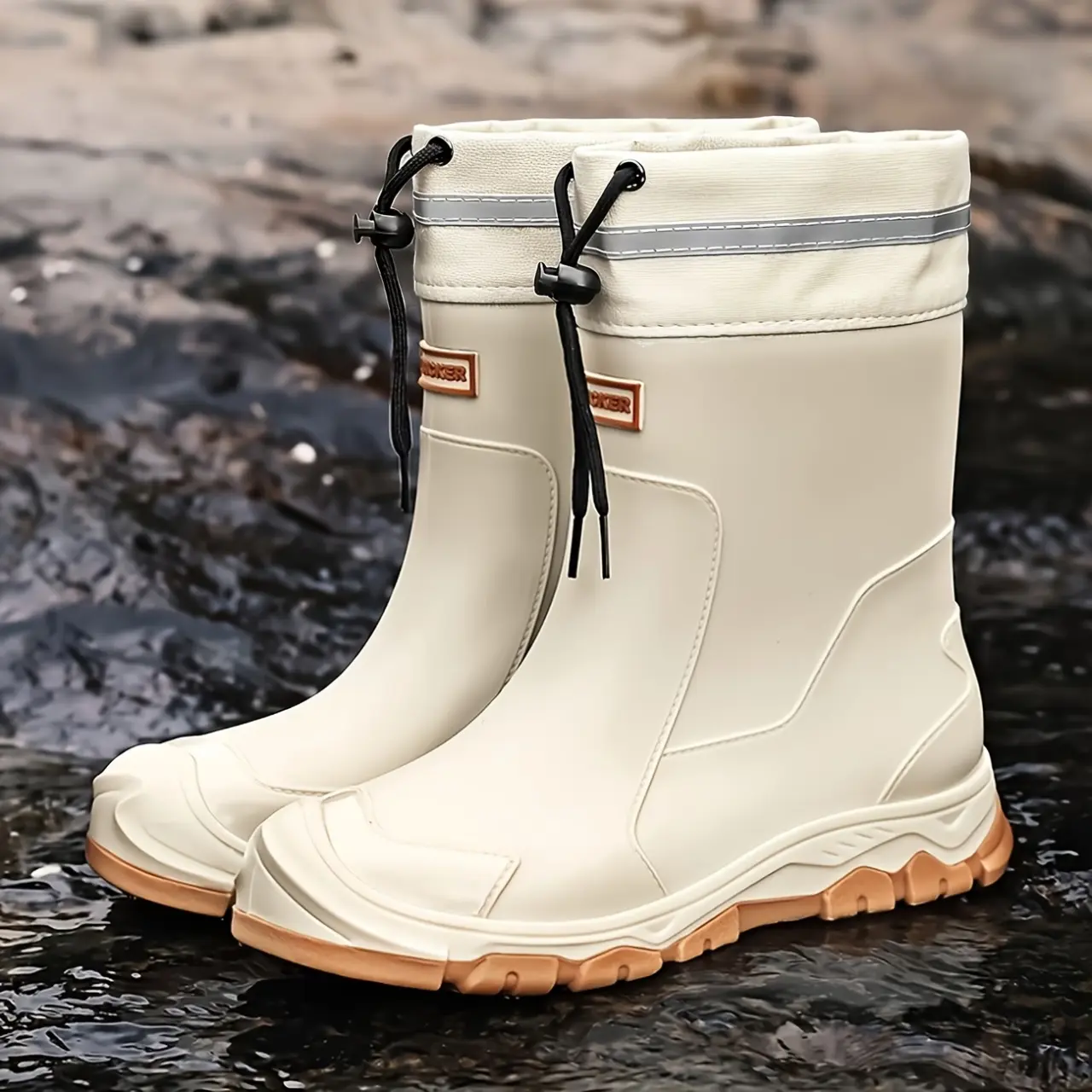 Men's Shoes - New Stylish Mid-Calf Rubber Rain Boots for Men, Waterproof, Non-Slip, Comfortable for Work & Casual Use