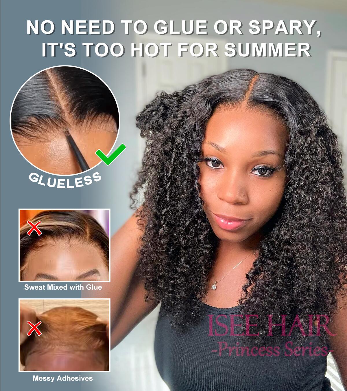 ISEE Wear Go & Headband Afro Curly Glueless Human Wigs Full Machine Made Unisex Black with Free Gifts Included #SpringStatements