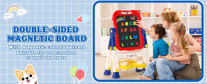【Latest version】Easel for Kids,Toddler Toys for Ages 2-4, Double-Sided Magnetic Kids Art Easel for 2 Year Old Boy Birthday Gift,Toys for 3 Year Old Boy Dry Erase Boards,Drawing Boadrs for 2 3 4 5 Years Old Girl Gift
