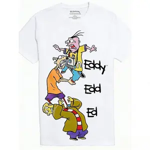 Ivan Cornejo Men's "Edd N Eddy Stack" Pattern T-Shirt 100% Cotton Crew Neck Short Sleeve 180G Vintage Style Cartoon Print Casual Wear for Men and Women
