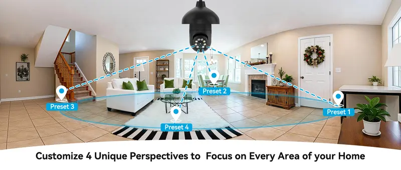 Jennov 2K WiFi Light Bulb CCTV Camera - 3MP HD Night Vision, AI Human Detection, Auto Tracking, 2.4GHz Wi-Fi, Siren Alarm, SD Support, Easy Install, Compact Home Security CCTV (Alexa Compatible, 1/2/4 Pieces Camera Security Multi-Pack Option)