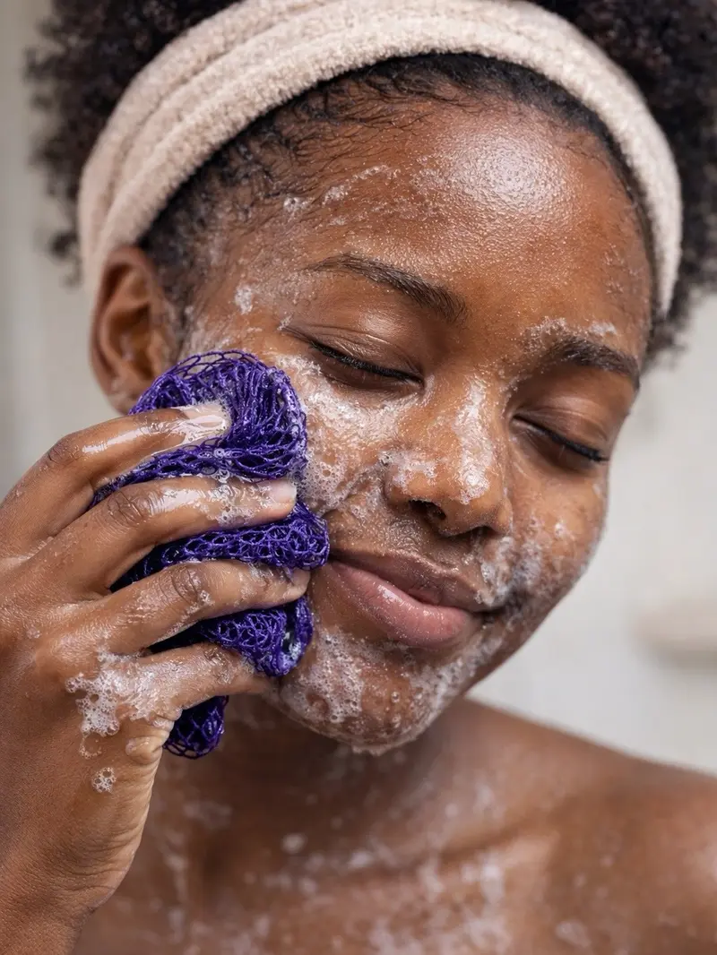 Face & Body African Exfoliating Net Sponge Duo -Mini Face + Full-Length Body Sponge (2-pack)