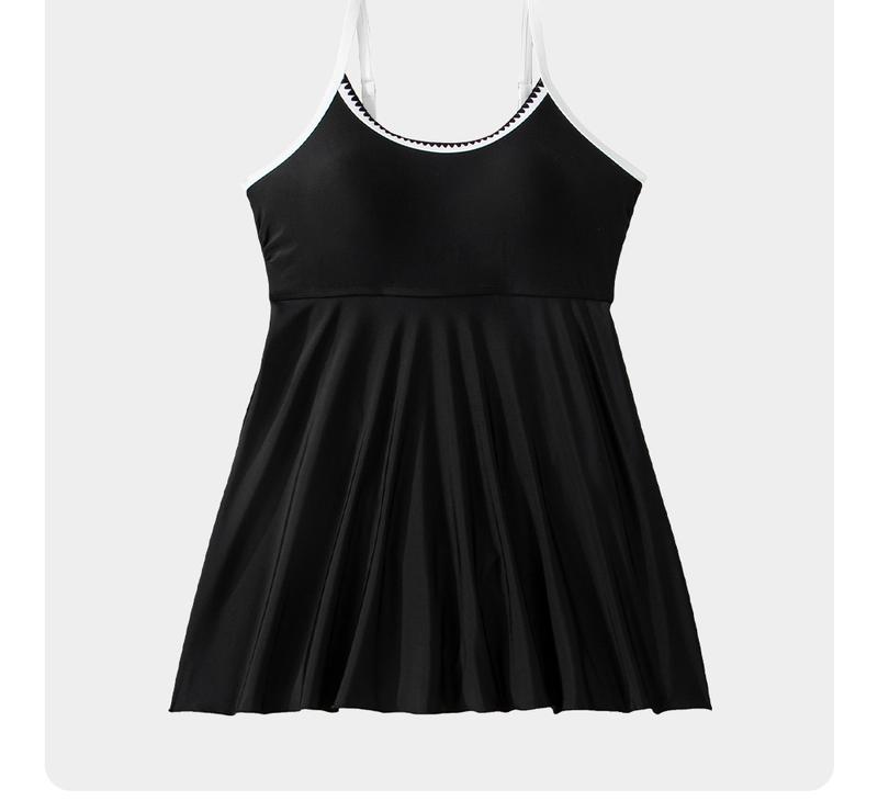 Aleumdr Women's One Piece Swimsuit Floral Print Whip Stitch Tummy Control Swimdress Skirt Bathing Suit with Pocket