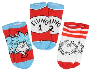 Dr. Seuss Thing 1 And Thing 2 Adult Combo 3 Pack Ankle Socks