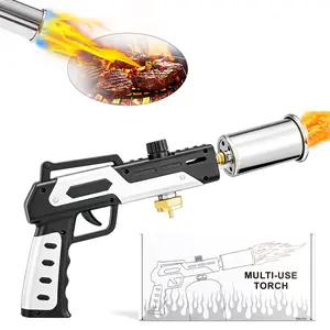Powerful Portable Propane Torch Multi-Function Adjustable Flame Torch Camping Stove Torch Bonfire Igniter Ideal for Sous Vide Searing Steak, BBQ, Weed Burning (Propane Tank Sold Separately)