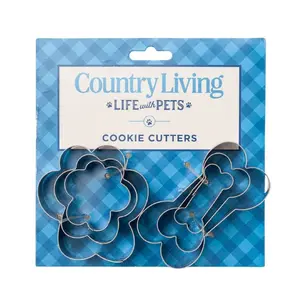 Country Living 6-Piece Stainless Steel Cookie Cutter Set (3 Paw-Shaped, 3 Bone-Shaped)