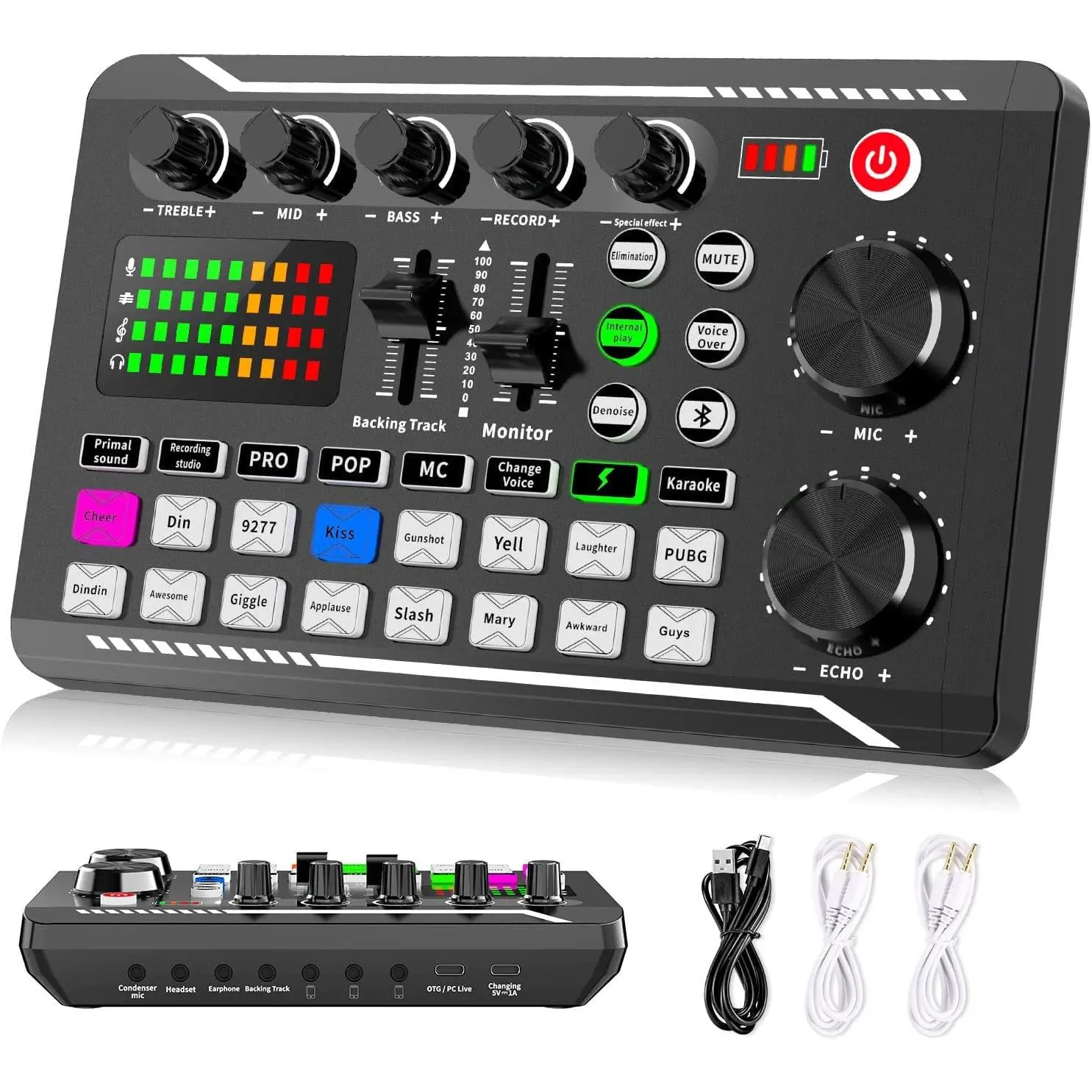 Live Sound Card Audio Mixer, Podcast Audio Interface with DJ Mixer Effects, Voice Changer with Sound Effects for PS4 PS5 Karaoke Tiktok YouTube Live Streaming Record Gaming