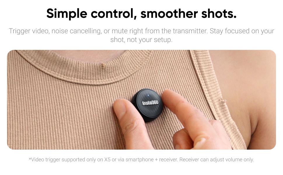 Insta360 Mic Air Transmitter 7.9g Ultralight Wireless Microphone Noise Cancelling for Vlog & Streaming Compatible with X5 X4 Ace Pro 2