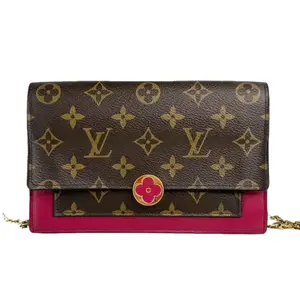 Pre-owned Louis Vuitton Leather Crossbody Bags Flore Wallet on Chain Monogram Canvas Crossbody Bag