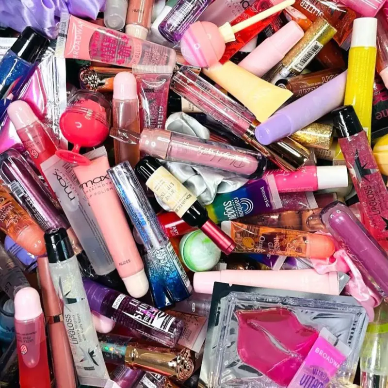 Cosmetic Collection Box with Various Makeup Items and Accessories for Beauty Enthusiasts
