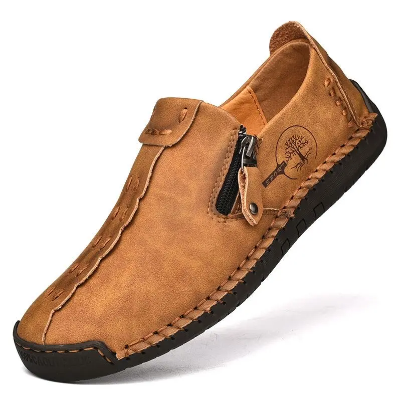 Women's Side-Zip Slip-On Loafers - Lightweight, Non-Slip, Waterproof Flat-Sole Round-Toe Walking Footwear for Everyday Wear, Travel