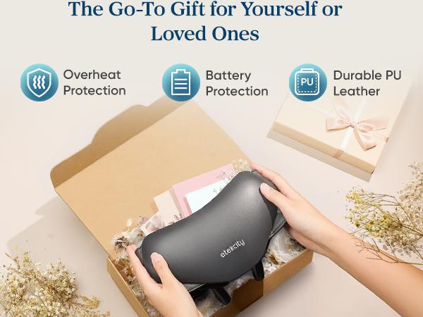 Etekcity Cadeo Cordless Shiatsu Neck and Shoulder Back Massager with Heat, Deep Tissue Kneading, Adjustable Modes, Portable Pain Relief & Relaxation Gift for Mom Dad Valentinesday Gift