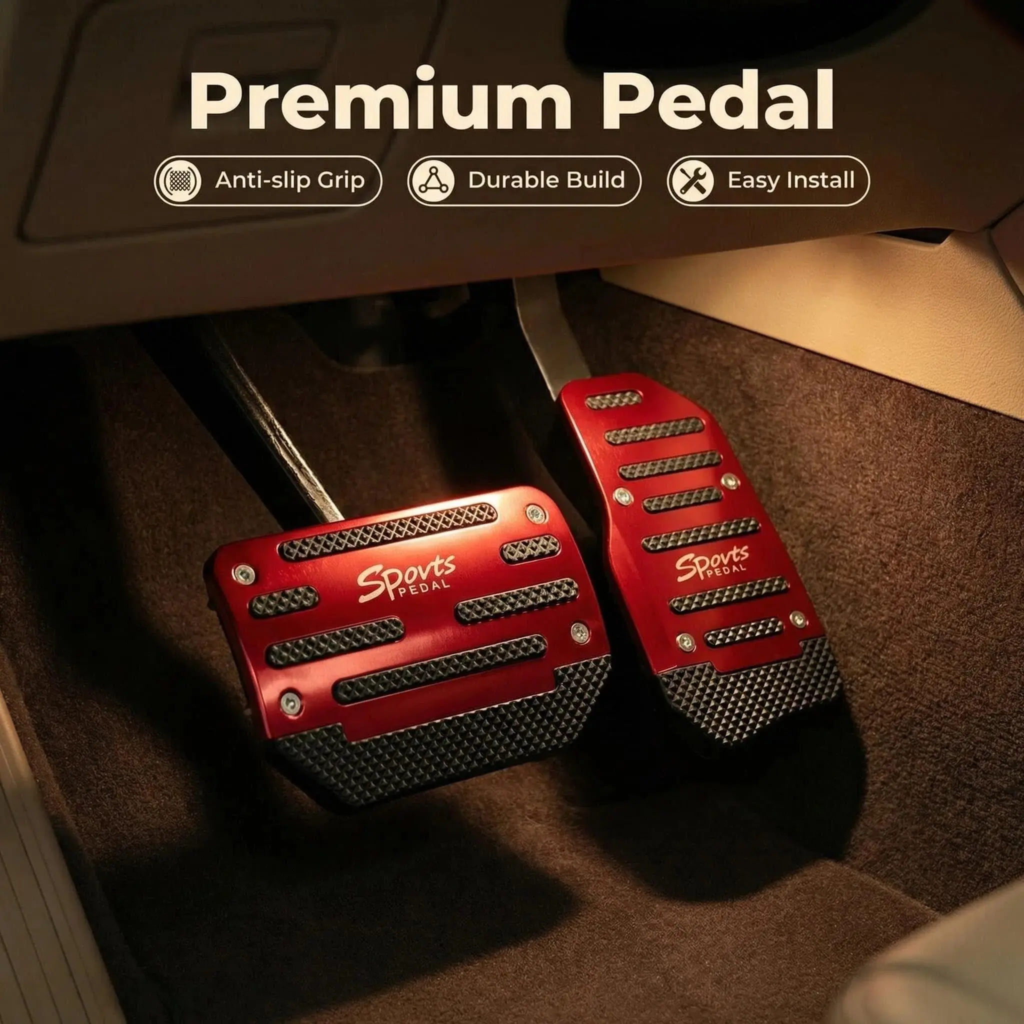 [2pCs Auto Transmission Pedal Kit]2Pcs Aluminum Alloy Automatic Transmission Car Pedal Set (Including Accelerator Pedal & Brake Pedal) - Universal Non-Slip Pedal Cover - Sporty Decorative Accessory