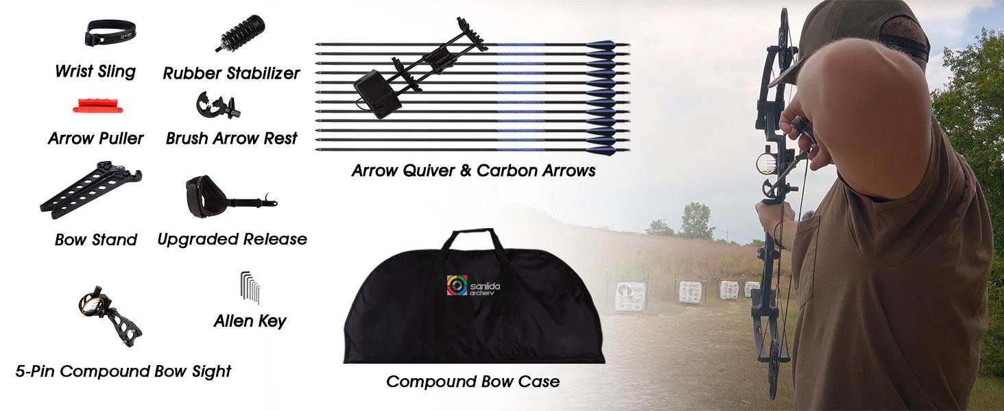 Sanlida Archery Dragon X7 Ready to Hunt Compound Bow Package for Adults, Archery Compound Bow and Arrow Set, 0-70 Lbs Draw Weight, No Bow Press Needed, Limited Life-time Warranty (RH Only)