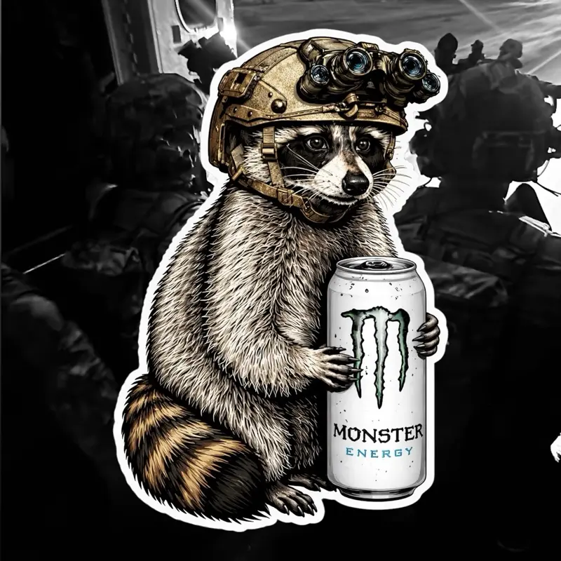 Fun Tactical Raccoon Sticker - Raccoon-Goon Themed Decor for Gadgets Personalization, Laptops, Water Bottles