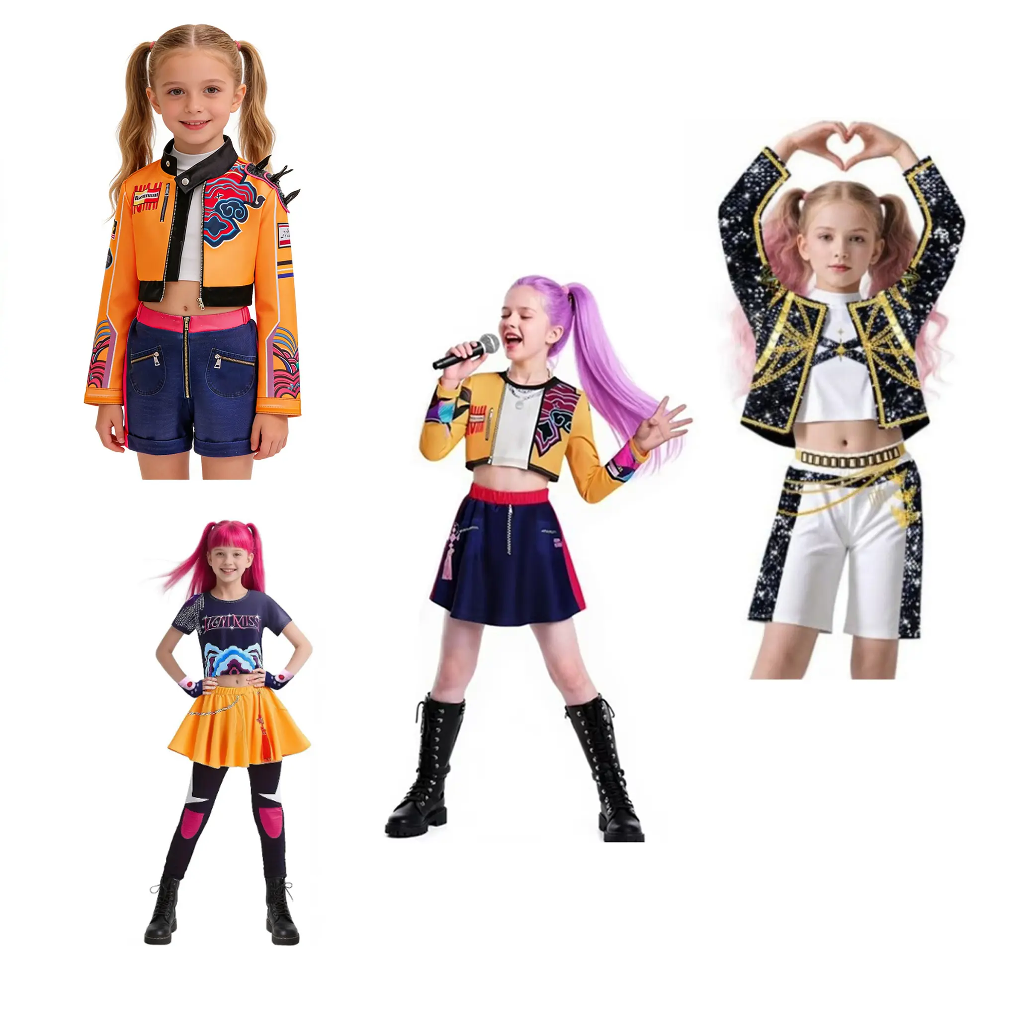 LOEL Costume for Girls Hunter Singer Stage Performance Toddler Halloween Outfit Stage Dance Idol Cosplay Kids Halloween Costumes Fun Engaging