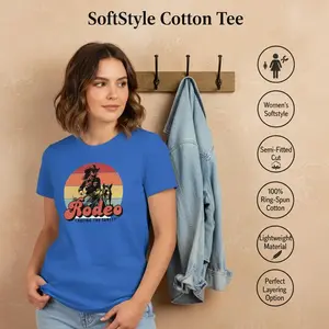 Women's SoftStyle Semi-Fitted Cotton T-Shirt Lightweight Tee 100% Ring-Spun Cotton Comfortable Layering Top for Everyday Wear - Womenswear