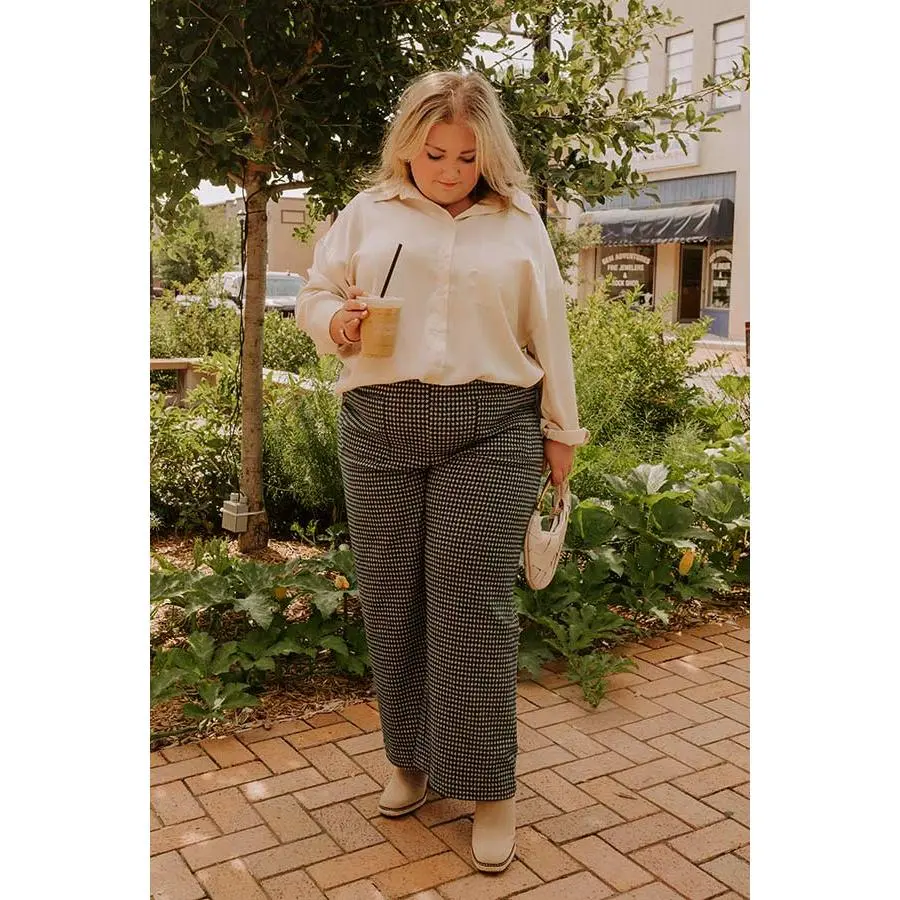 The Mila High Waist Houndstooth Pants Curves